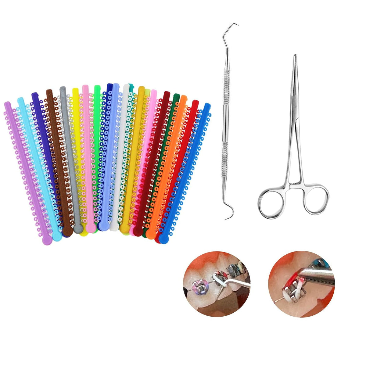 Multicolor Orthodontic Ligature Ties Kit Rubber Bands for Braces DIY Replacement