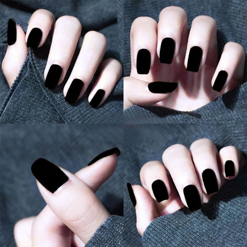 Matte Black Air Dry Nail Polish - Quick Dry Velvet Dark Lacquer