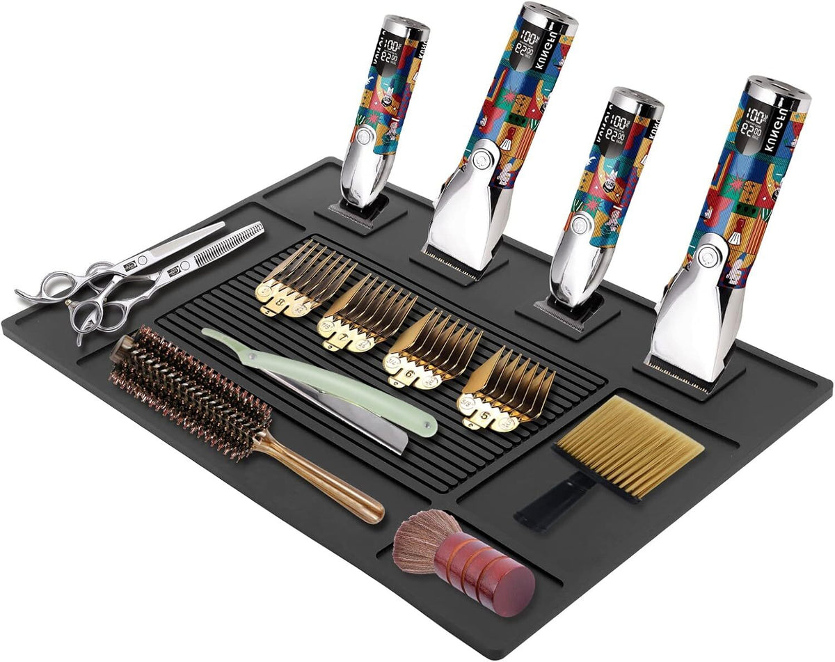 Magnetic Salon Storage Mat for Barber Tools and Scissors - Non Slip Organizer