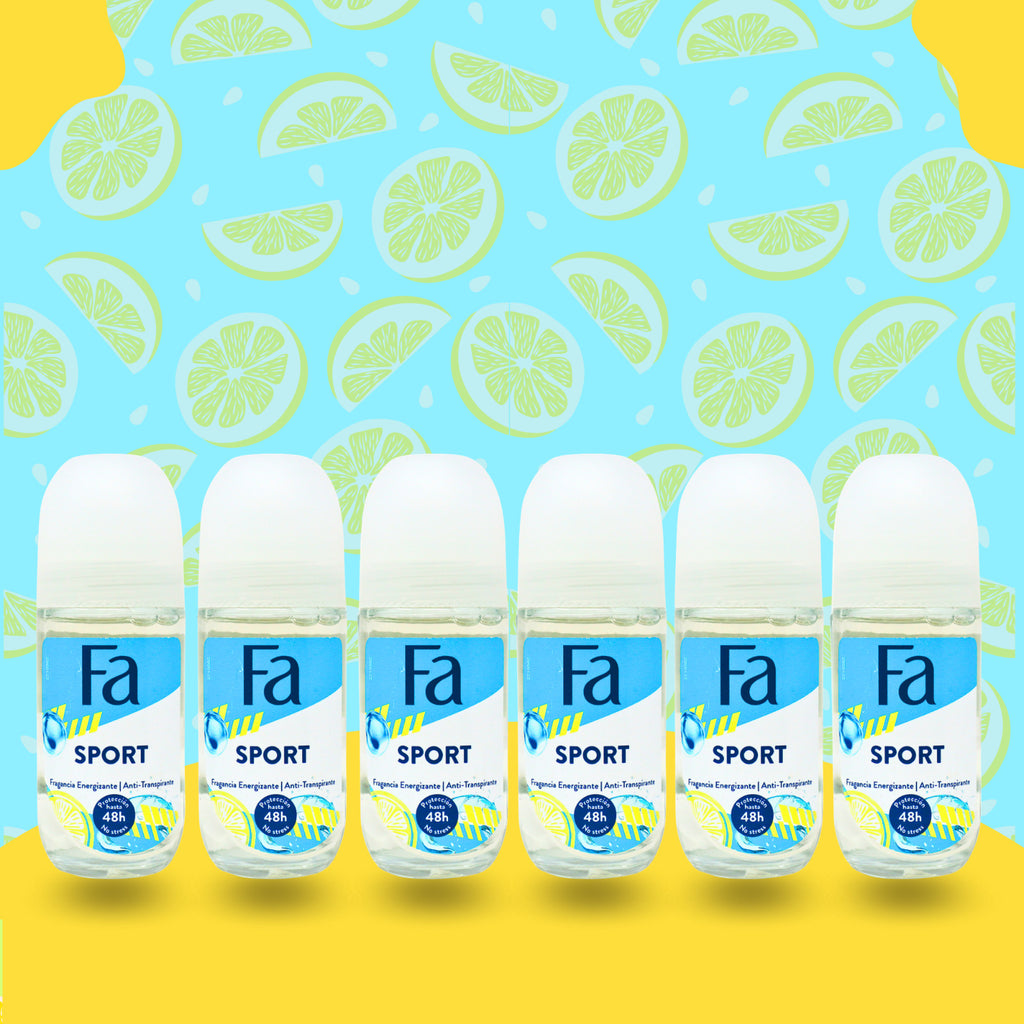 FA Sport Deodorant Roll-On 48H Protection - Energizing Citrus, Pack of 6