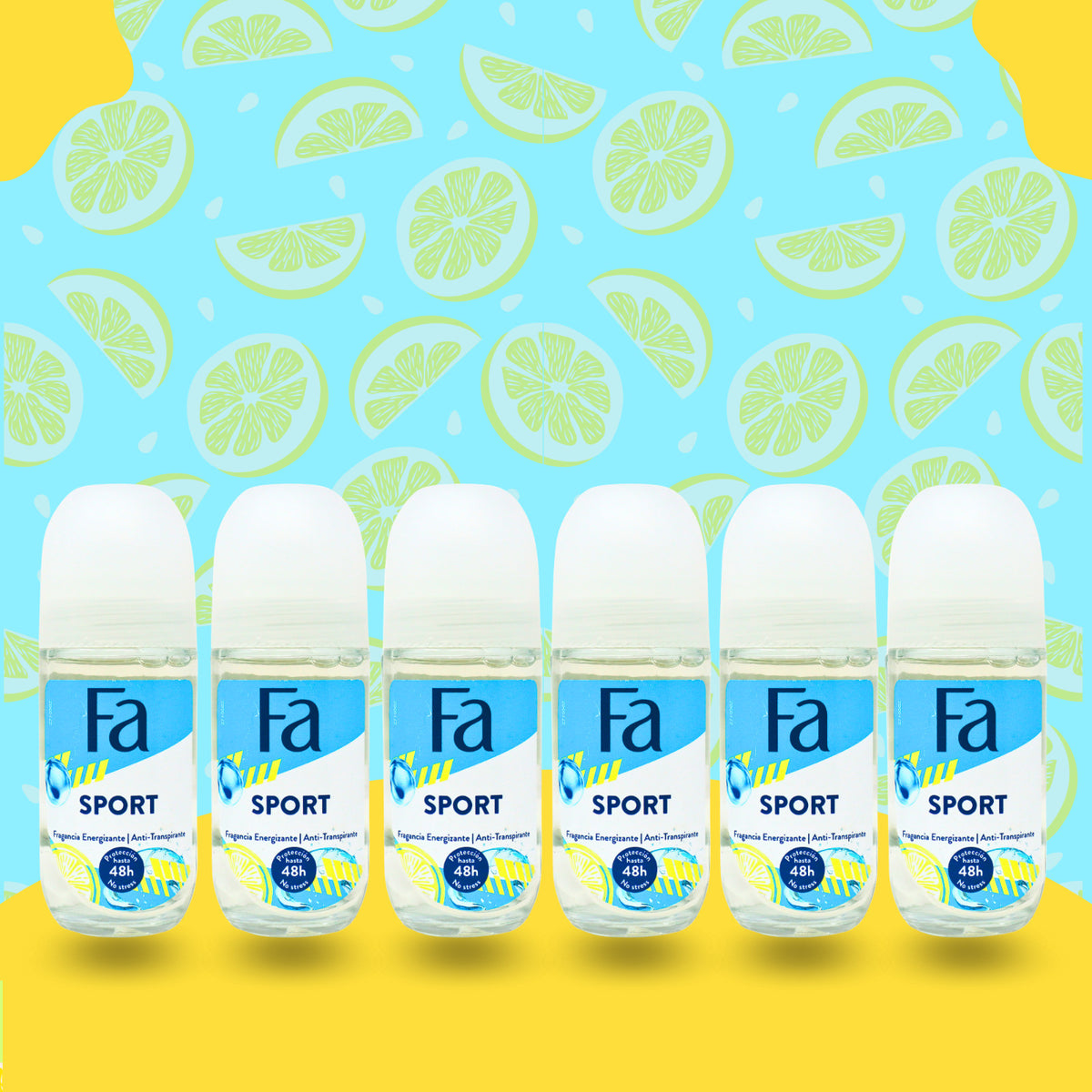 FA Sport Deodorant Roll-On 48H Protection - Energizing Citrus, Pack of 6