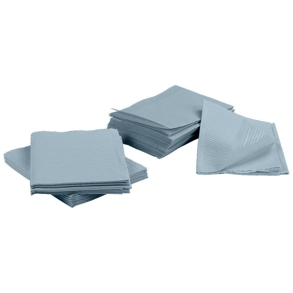 Disposable Gray Dental Bibs 13x18 in - 3-Ply Paper Cover Protects Trays & Chairs