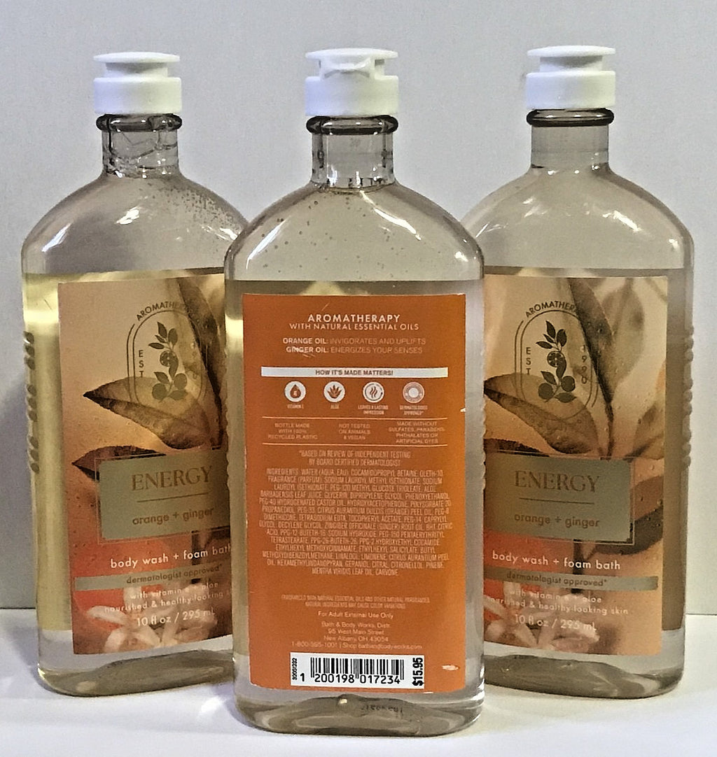 Orange Ginger Body Wash - Aromatherapy Shower Gel 10 oz for Energy