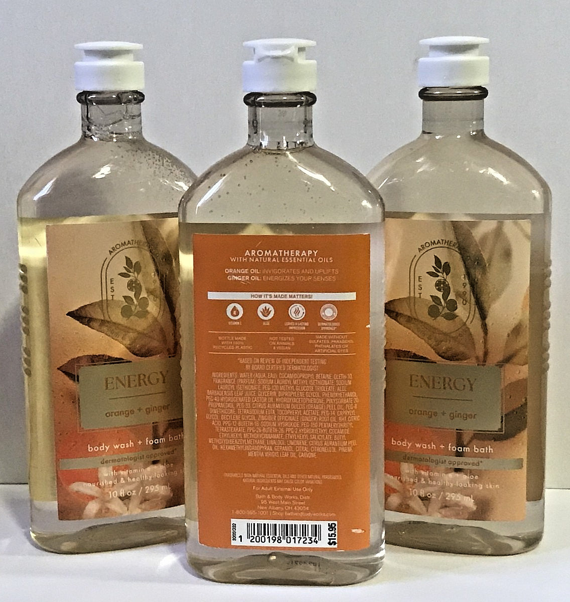 Orange Ginger Body Wash - Aromatherapy Shower Gel 10 oz for Energy