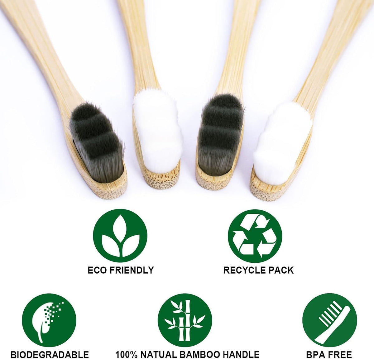 Eco-Friendly Bamboo Toothbrushes 10 Pack - Extra Soft Micro-Nano Bristles for Sensitive Teeth
