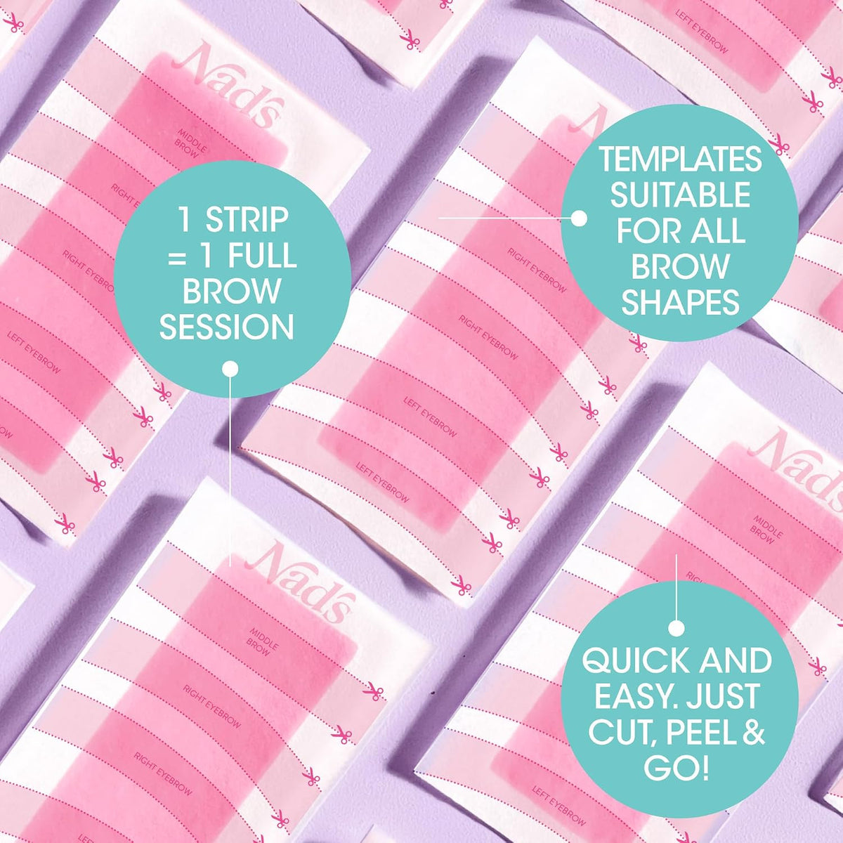 Eyebrow Wax Strips Kit for Hair Removal, 6 Templates & Skin Shield