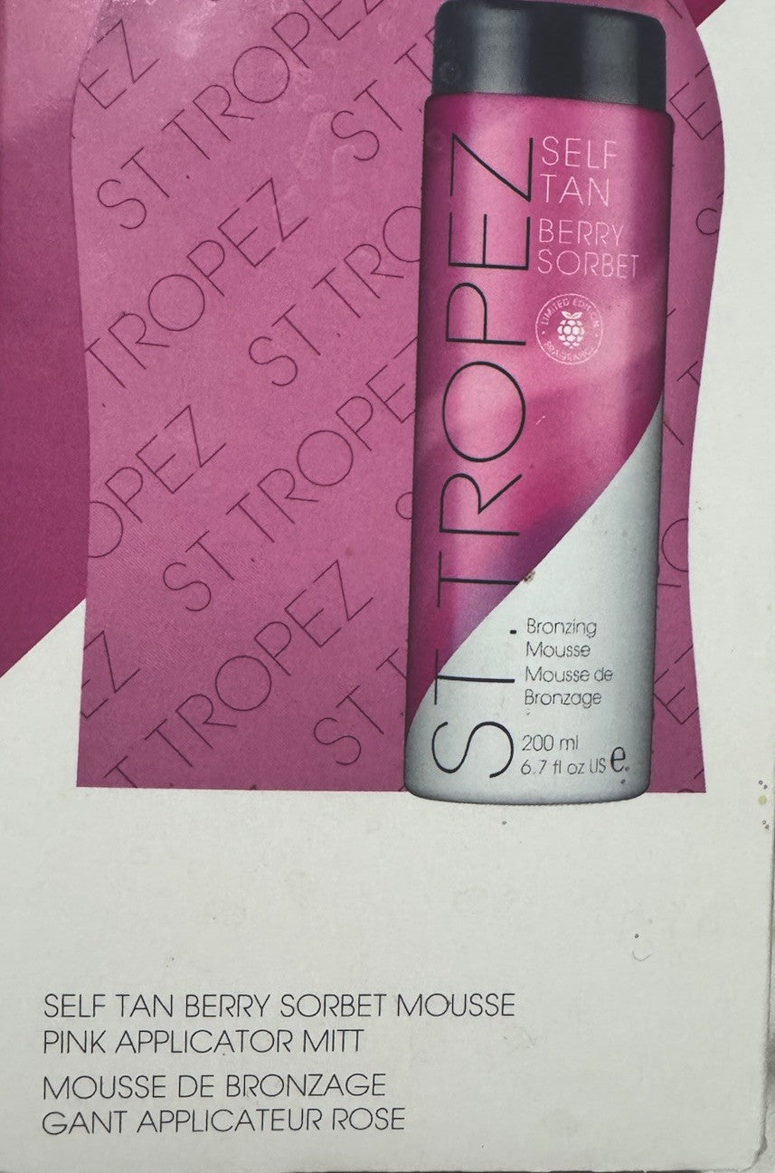 Self Tan Berry Sorbet Kit with Pink Applicator Mitt - Sunless Tanning Set