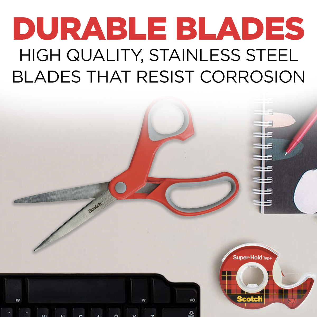Multi-Purpose 8-Inch Scissors for Office & Crafting - Stainless Steel Blades