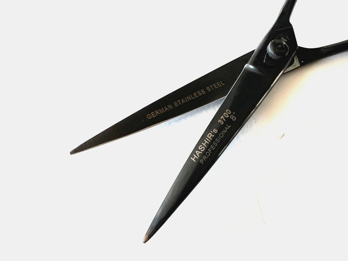 8-Inch German Stainless Steel Barber Scissors Shears Black - Professional Haircut Tools