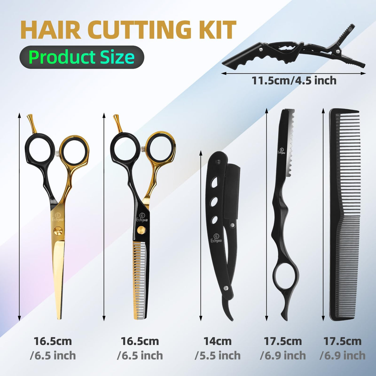 9 Pcs Professional Hair Cutting Scissors Kit Stainless Steel & Thinning Shears