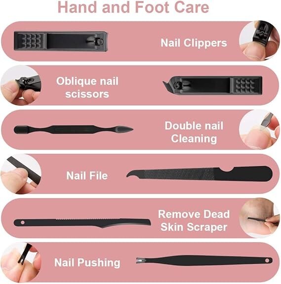 10PCS Manicure Nail & Grooming Kit with Clippers Scissors & Tools