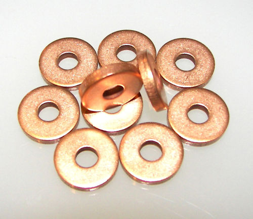 Copper Spring Deck Washers 1/2" OD 3/32" Thick for 8-32 Screws - Tattoo Machine Deck Hardware