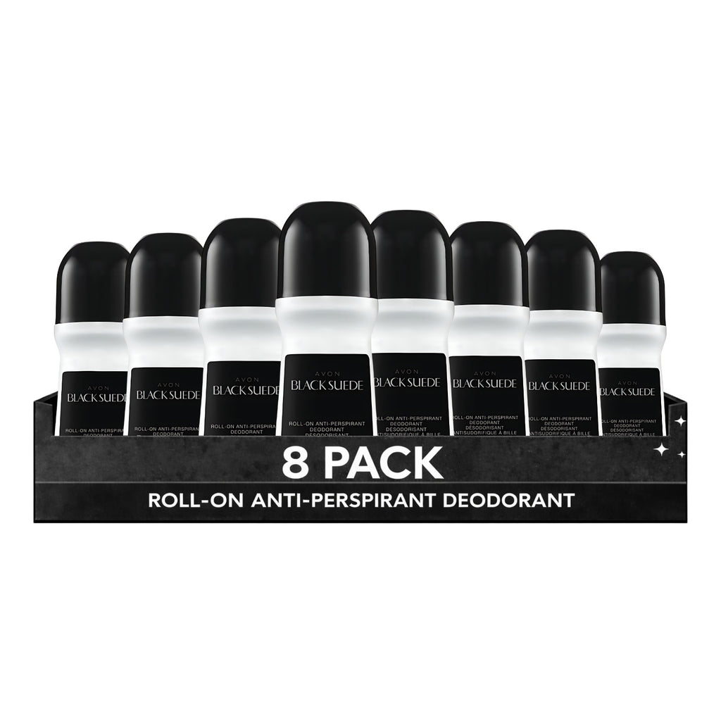 Avon Black Suede Roll-On Antiperspirant Deodorant 8 Pack - Long-Lasting Freshness
