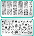 Maniology Nail Stamping Plates MXM023 & MXM024 Complete Set - Silver Nail Art