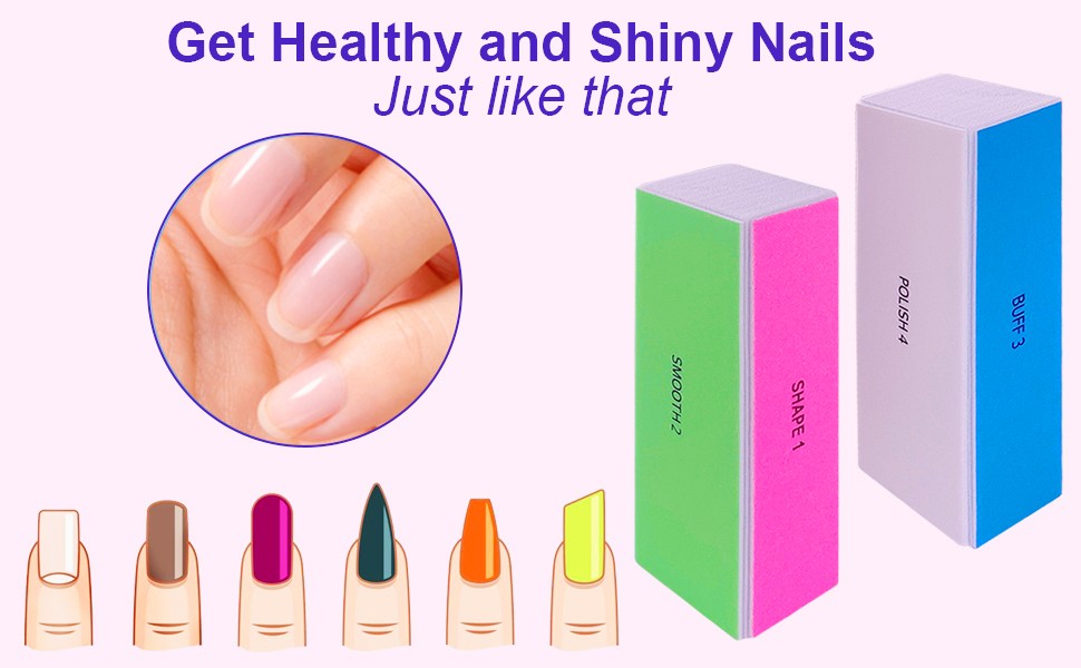 4-Way Nail Buffer Block Set - 2 Pcs for Shaping, Smoothing, Buffing & Polishing