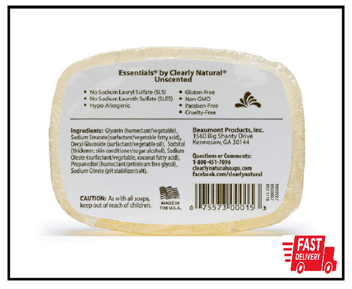 Glycerin Bar Soap Unscented 4oz Pack of 12 - Hydrating & Gentle Skin Care