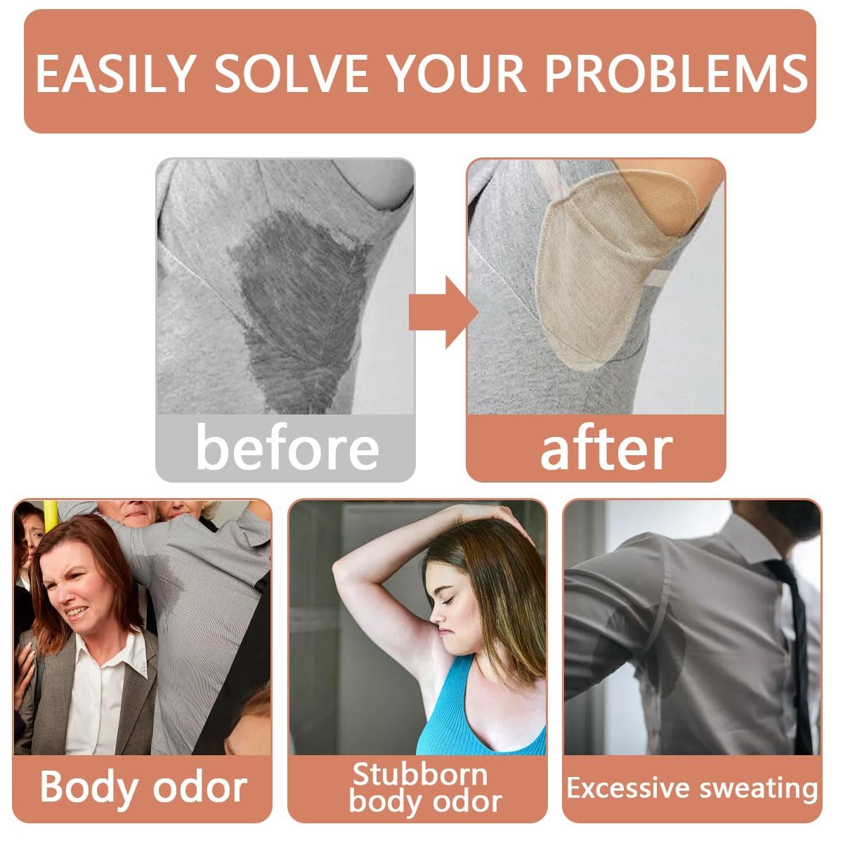 Reusable Underarm Sweat Pads with Adjustable Shoulder Straps - Breathable & Washable
