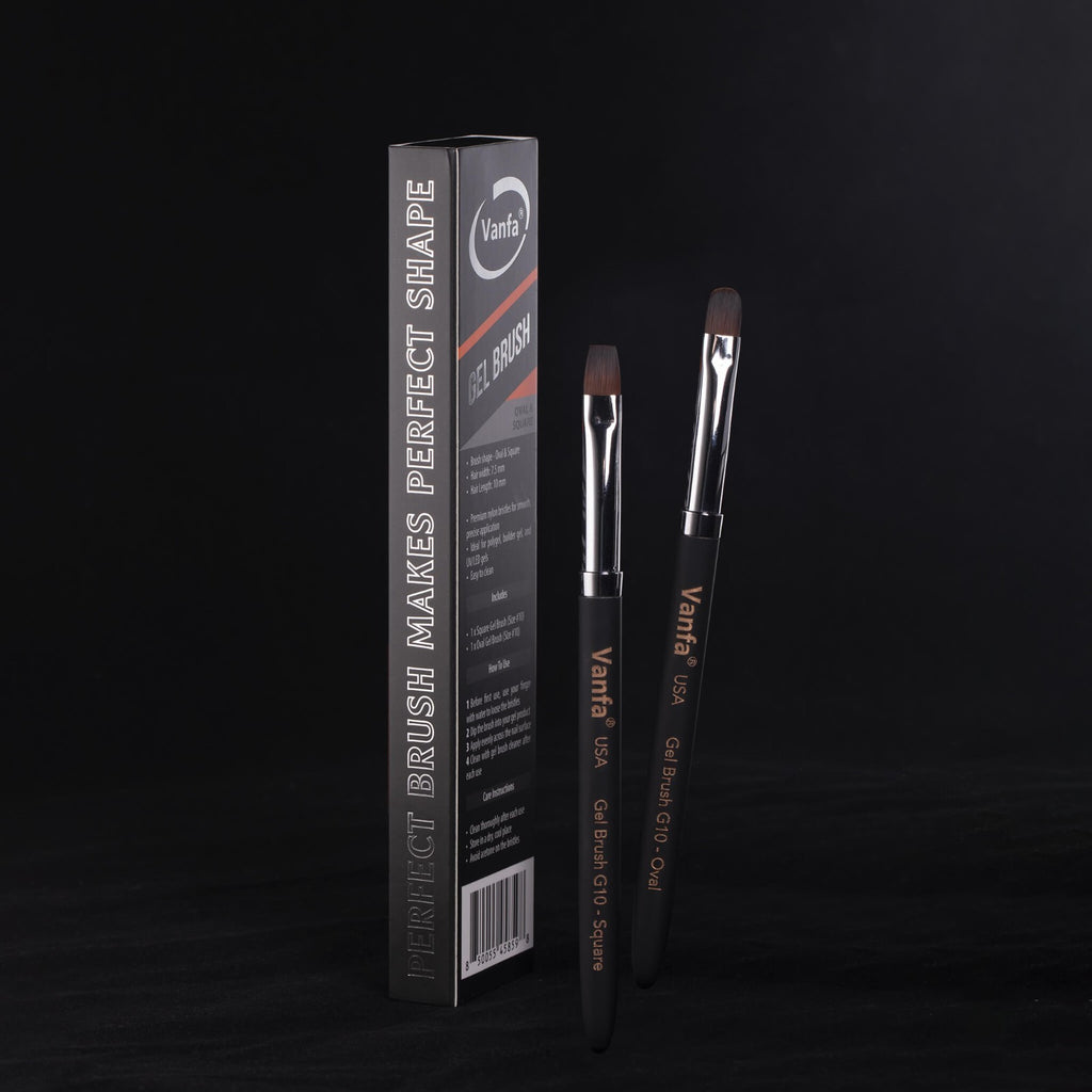 Gel Nail Brush for Builder Gel, Polygel & UV Gel - G10 Set (Square + Oval Heads)