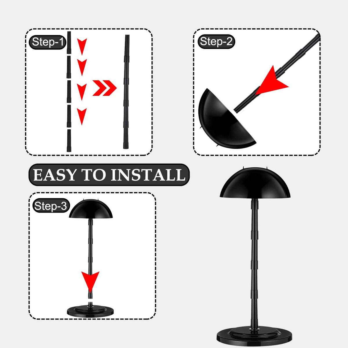 14.5 Inch Portable Wig Stand Holder with Anti-Slip Base for Display & Styling