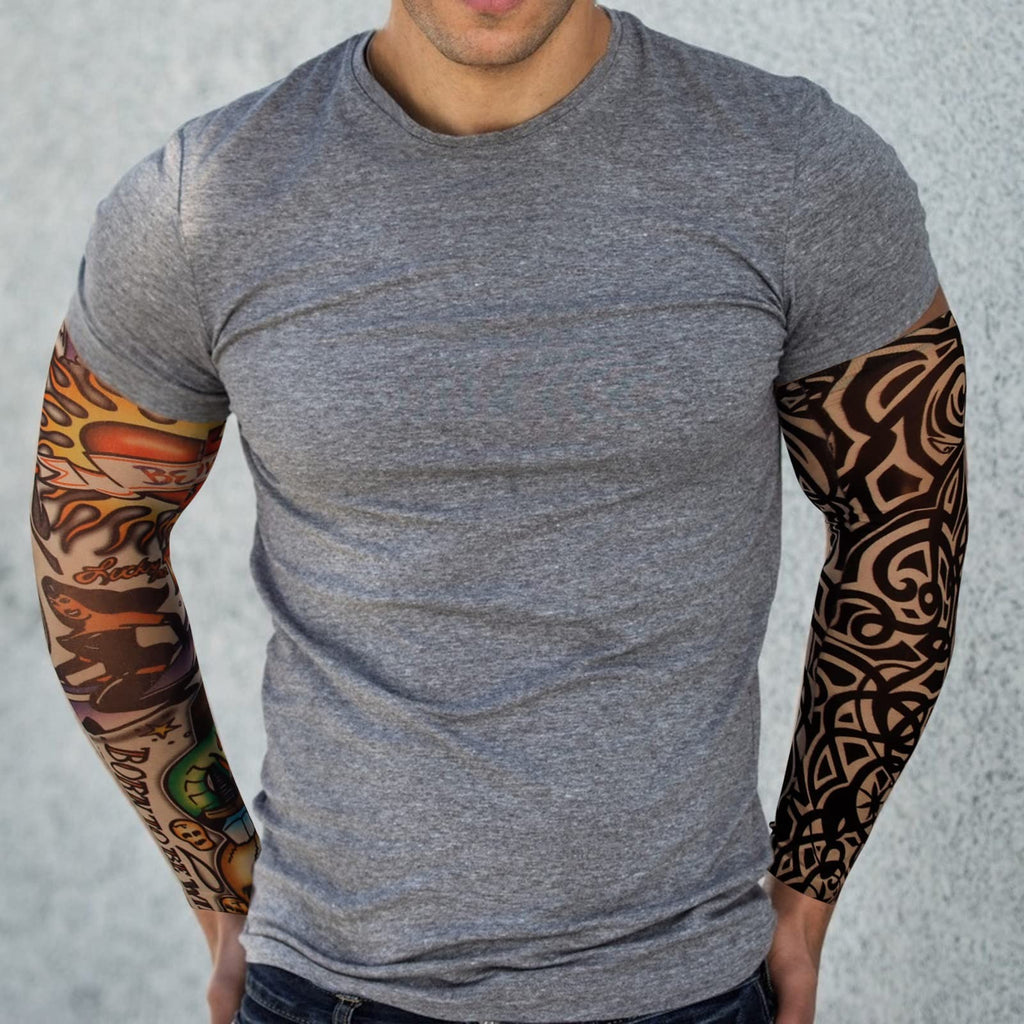 Arm Sleeve Tattoos 6 Pack - Sun Protection, Stretchable Fabric, One Size Fits Most