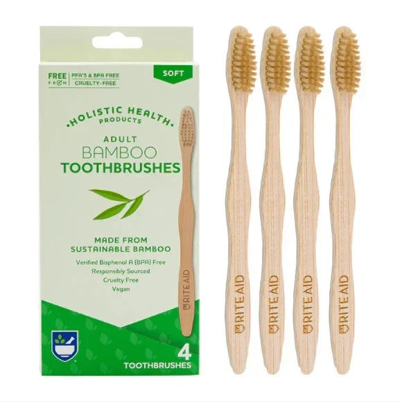 Eco-Friendly Bamboo Toothbrush 6 Pack Soft Bristles Natural Wooden Handles