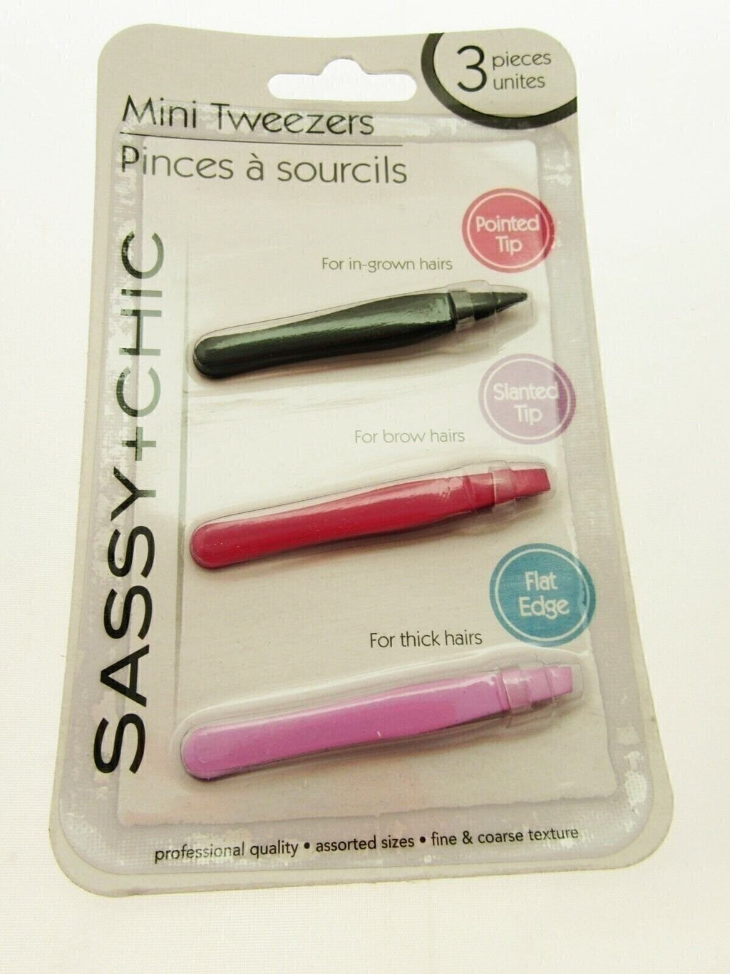 Mini Tweezers Set - 3-Piece Eyebrow, Thick Hair & Ingrown Hair Removal