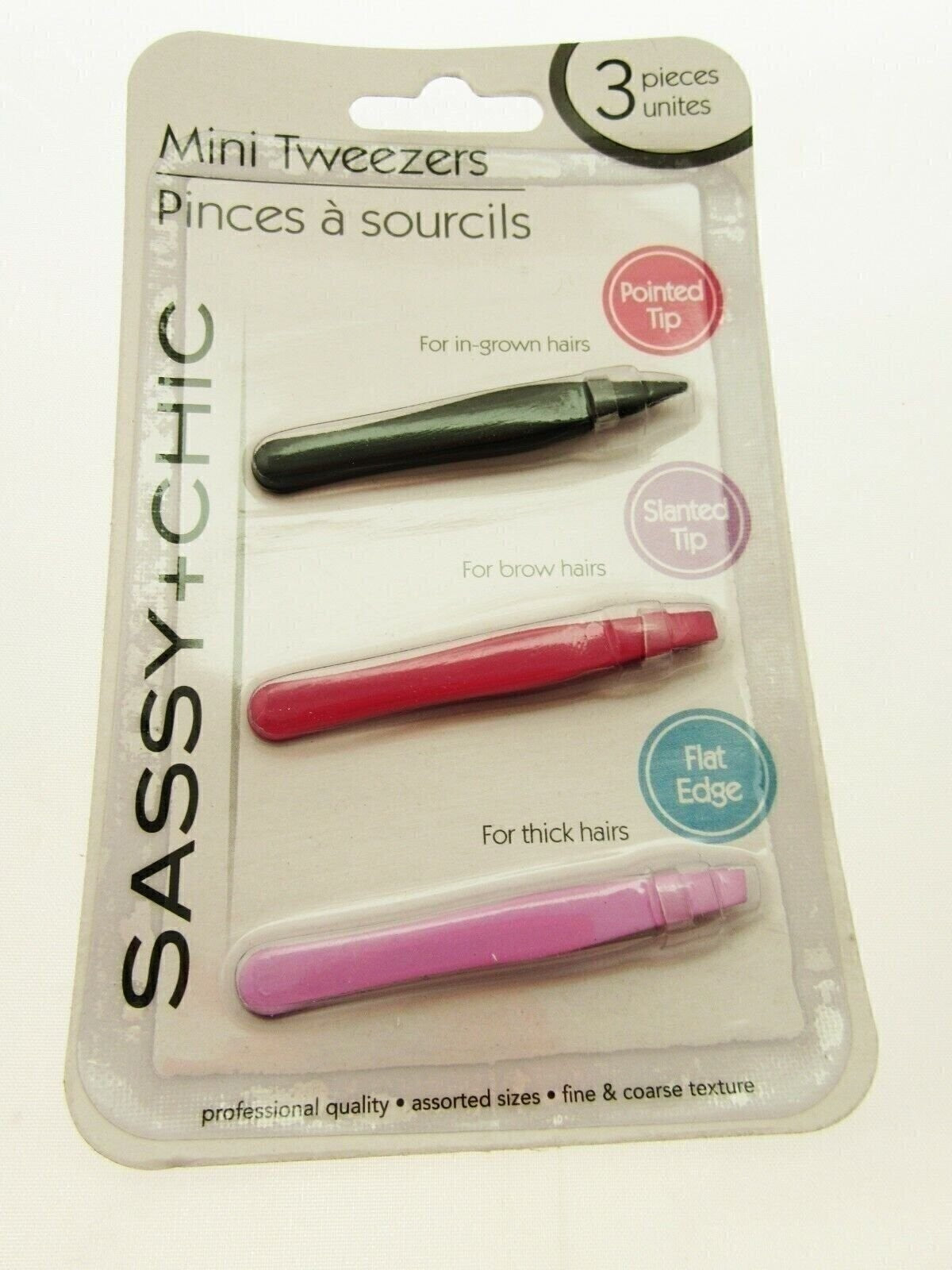 Mini Tweezers Set - 3-Piece Eyebrow, Thick Hair & Ingrown Hair Removal