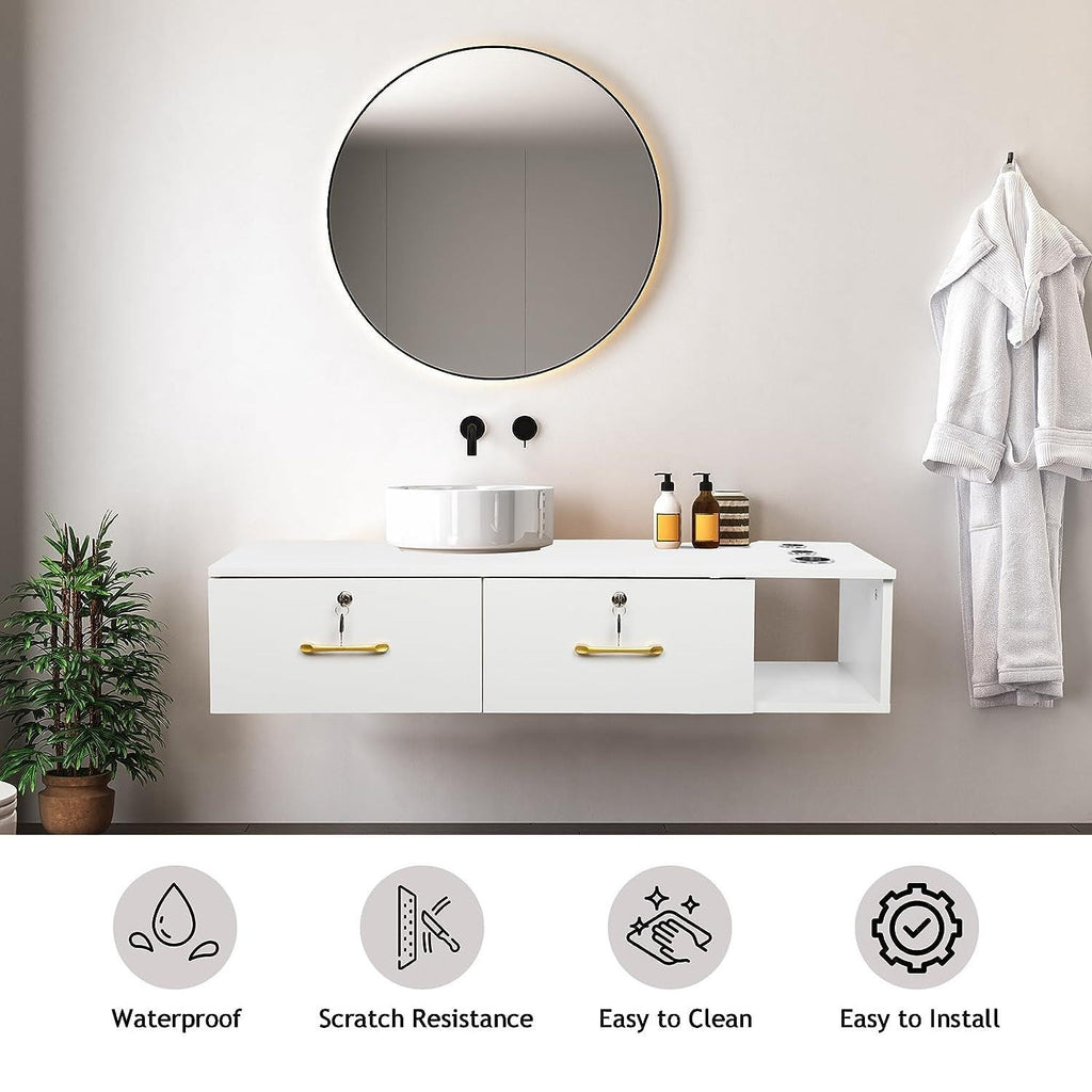 Wall Mount Salon Station with Locked Drawers and Hair Tool Holders
