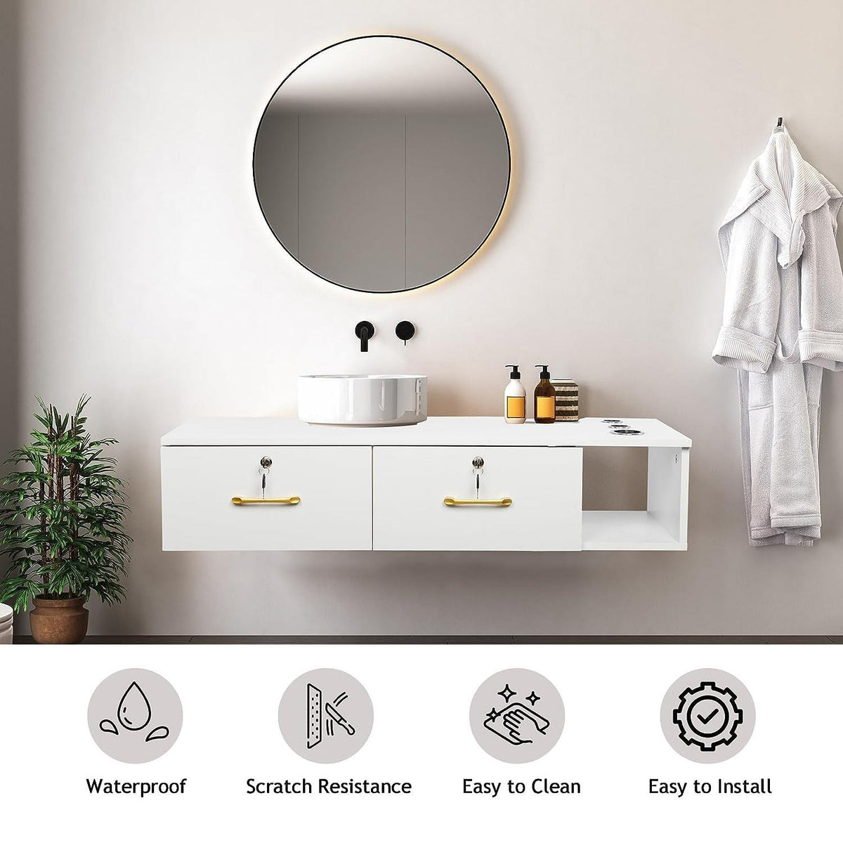 Wall Mount Salon Station with Locked Drawers and Hair Tool Holders
