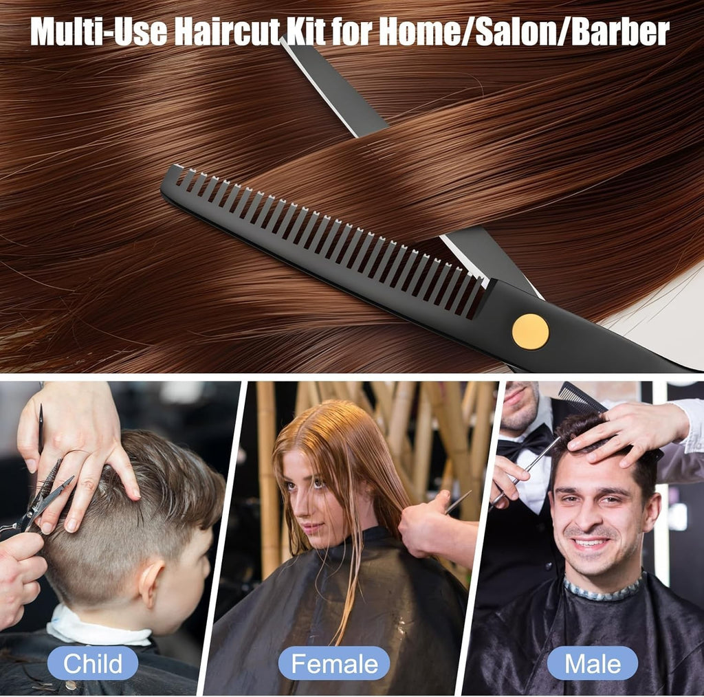 Professional Hair Cutting Shears Kit with Thinning Scissors & Carrying Case