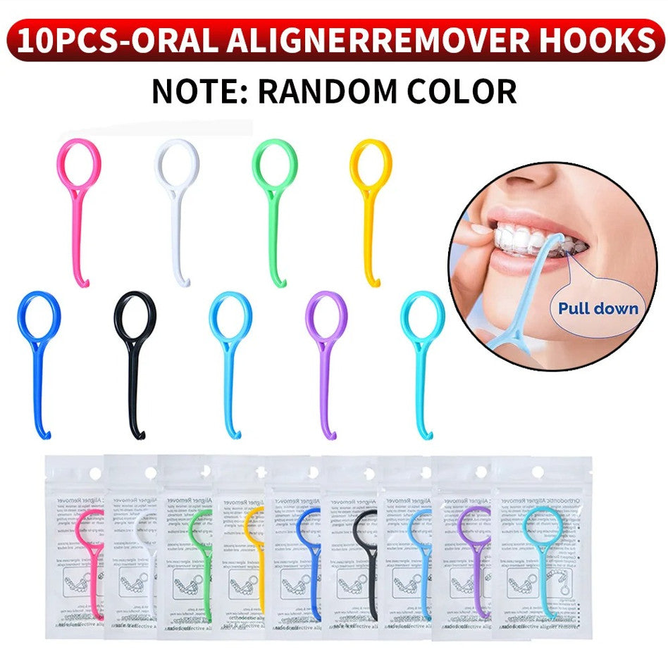 10-Pack Clear Orthodontic Retainer Removal Tools Hook Set - Dental Accessory