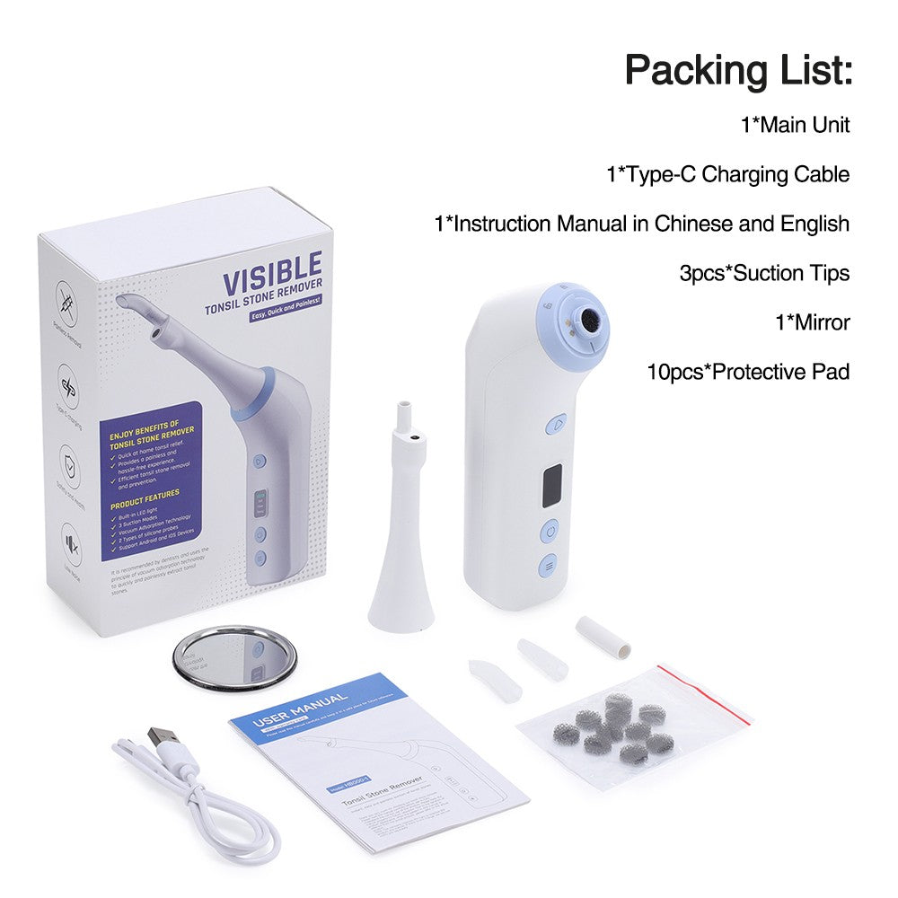 Electronic Tonsil Stone Remover with HD Camera & Suction Kit