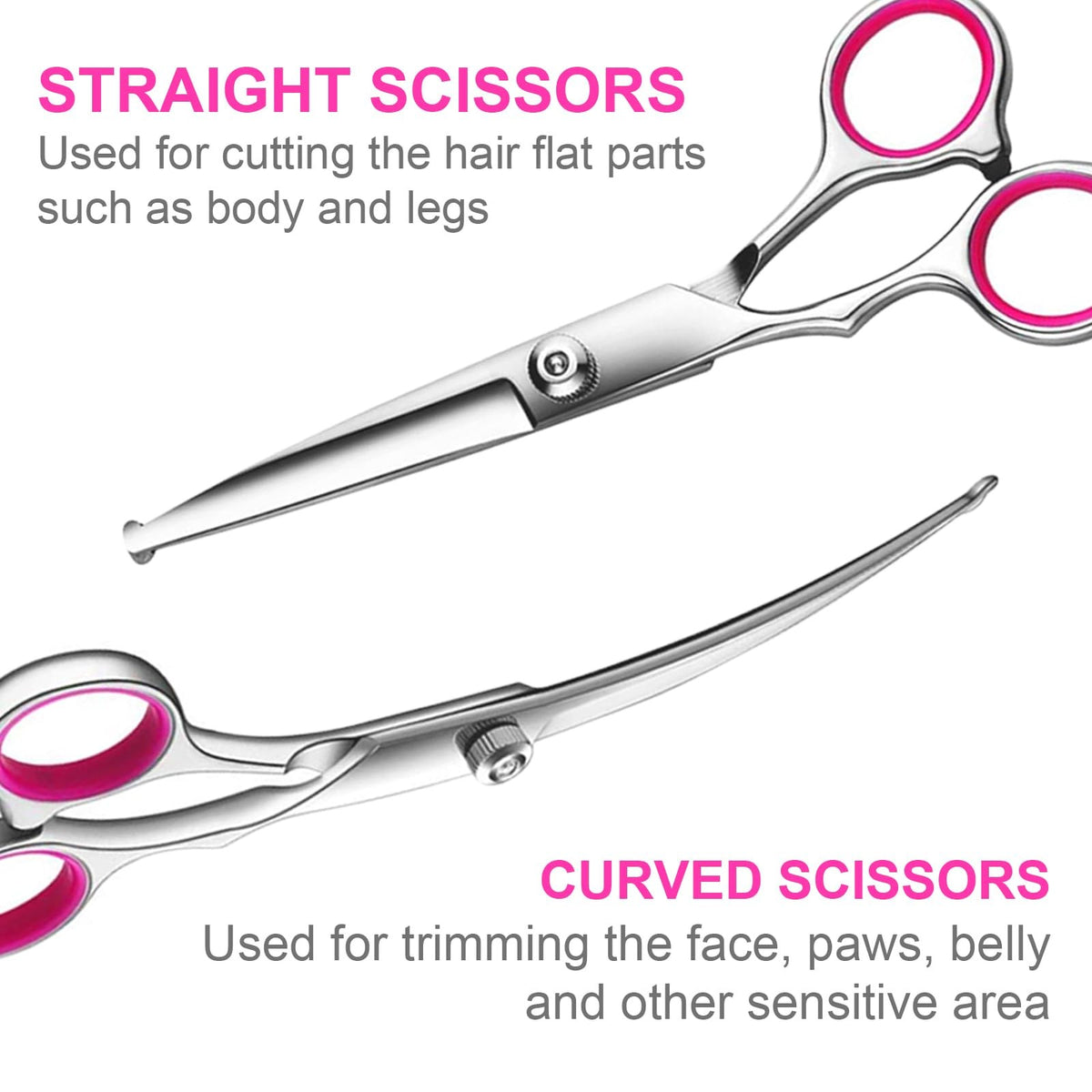 Dog Grooming Kit 4-Piece Stainless Steel Professional Grooming Scissors Set Pink