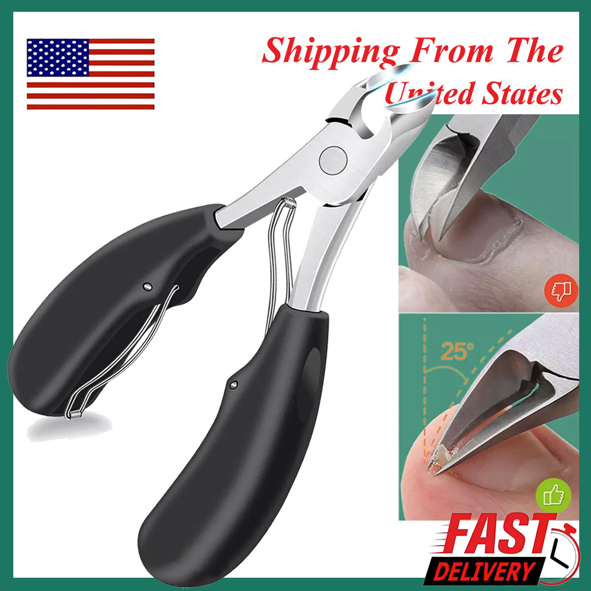 Heavy Duty Toenail Clippers for Thick and Ingrown Nails - Stainless Steel