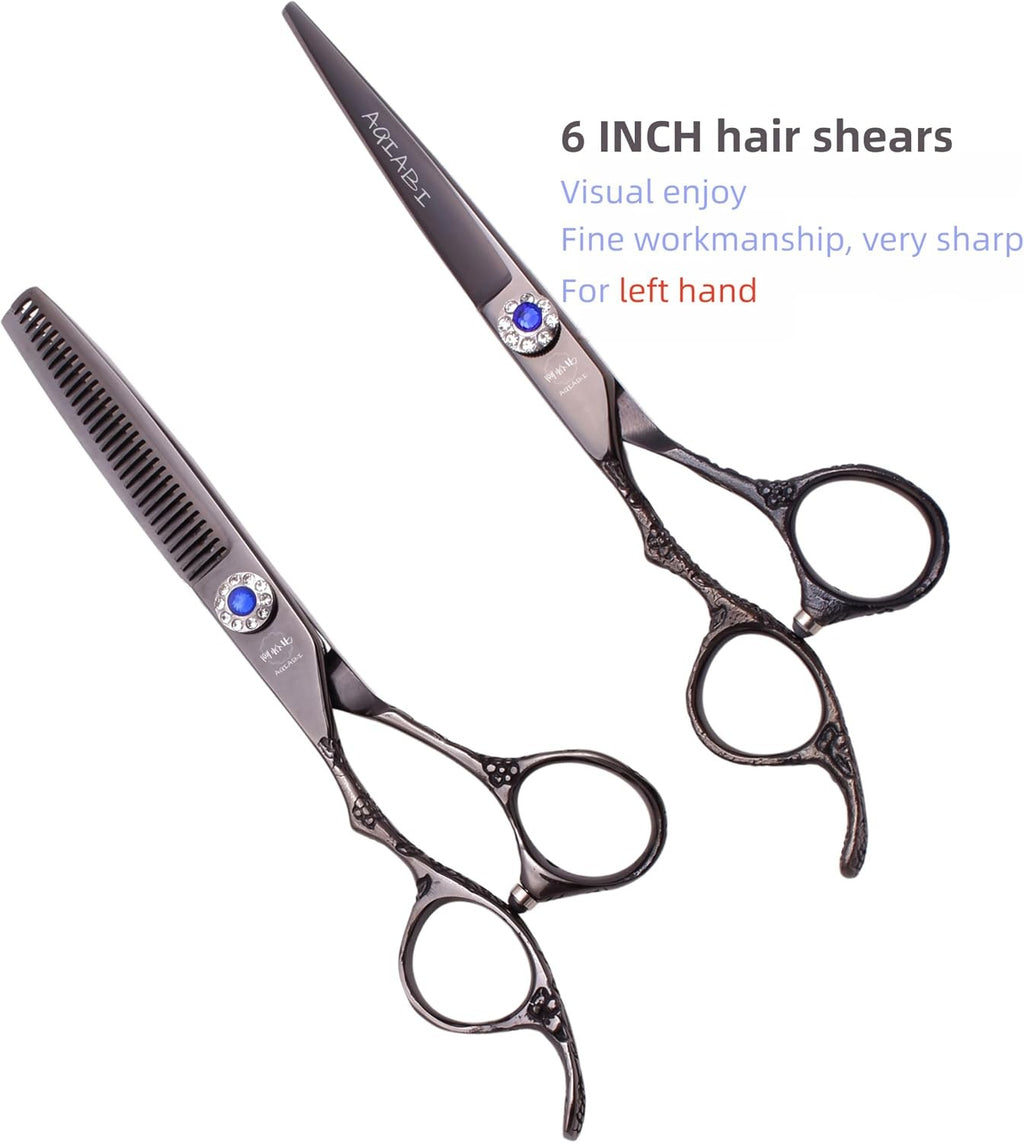 Left-Handed Hair Cutting & Thinning Scissors - 6 Inch Professional Barber Shears