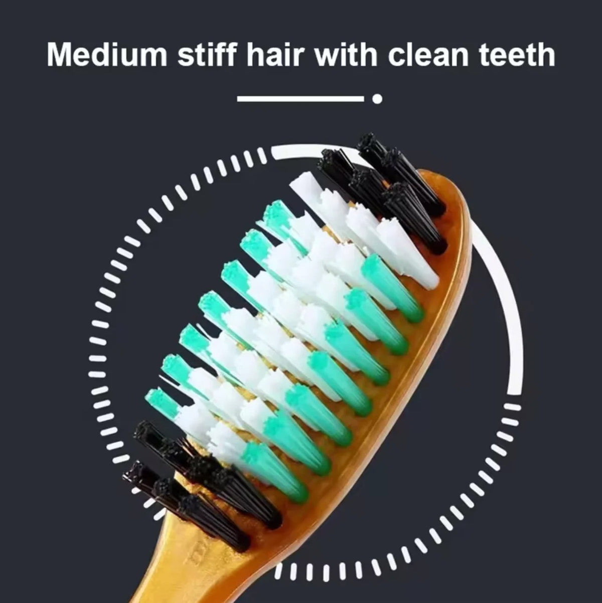Hard Bristle Toothbrush Set for Adults - Manual Oral Care, 4 Pack