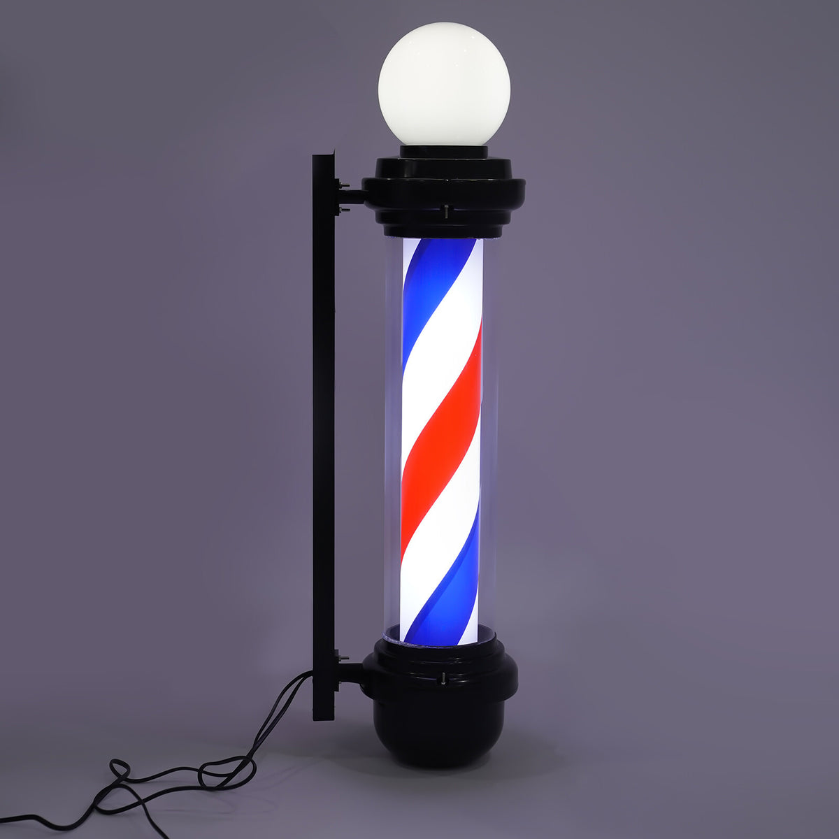 32-Inch LED Rotating Barber Pole Sign for Hair Salons Outdoor Rainproof