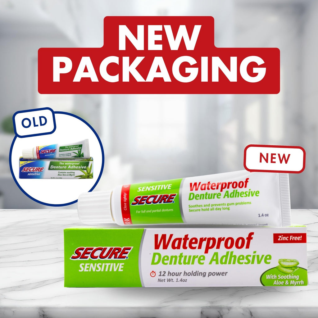 Waterproof Denture Adhesive with Aloe Vera for Sensitive Gums - Zinc-Free, 12-Hour Hold