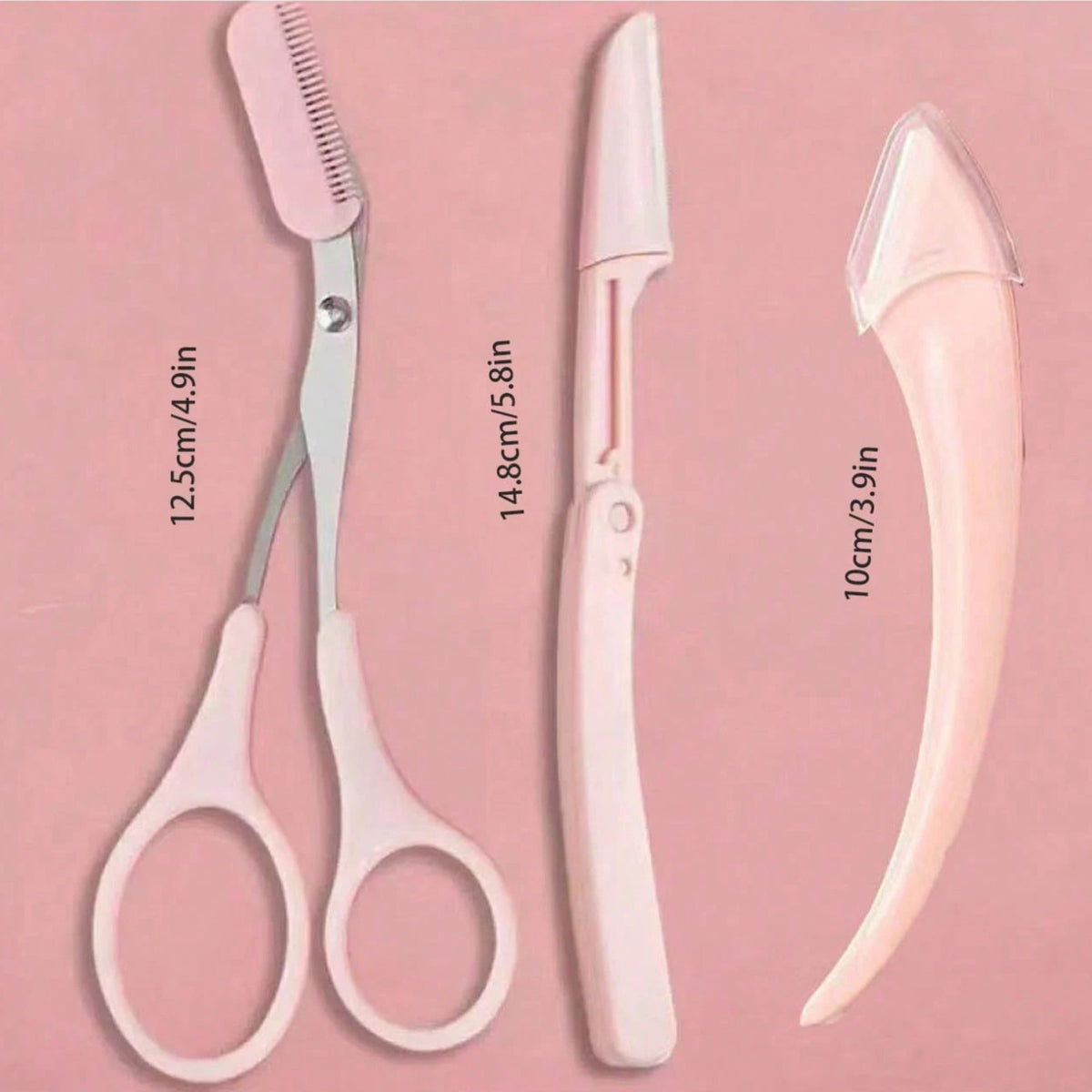 Unisex Eyebrow Grooming Kit with Scissors Comb Razor Stainless Steel