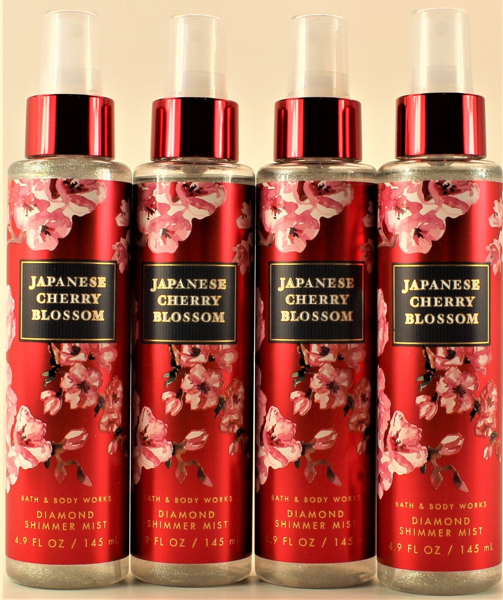 Bath & Body Works Japanese Cherry Blossom Diamond Shimmer Body Mist Set - 4 Bottles