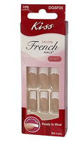 Long French Artificial Nails Peach Pack of 24 for Salon-Quality Manicure
