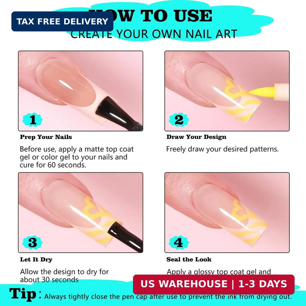 12PCS Dual-Ended Nail Art Pen Set - Quick-Drying Vibrant Colors for DIY & Salon Manicure