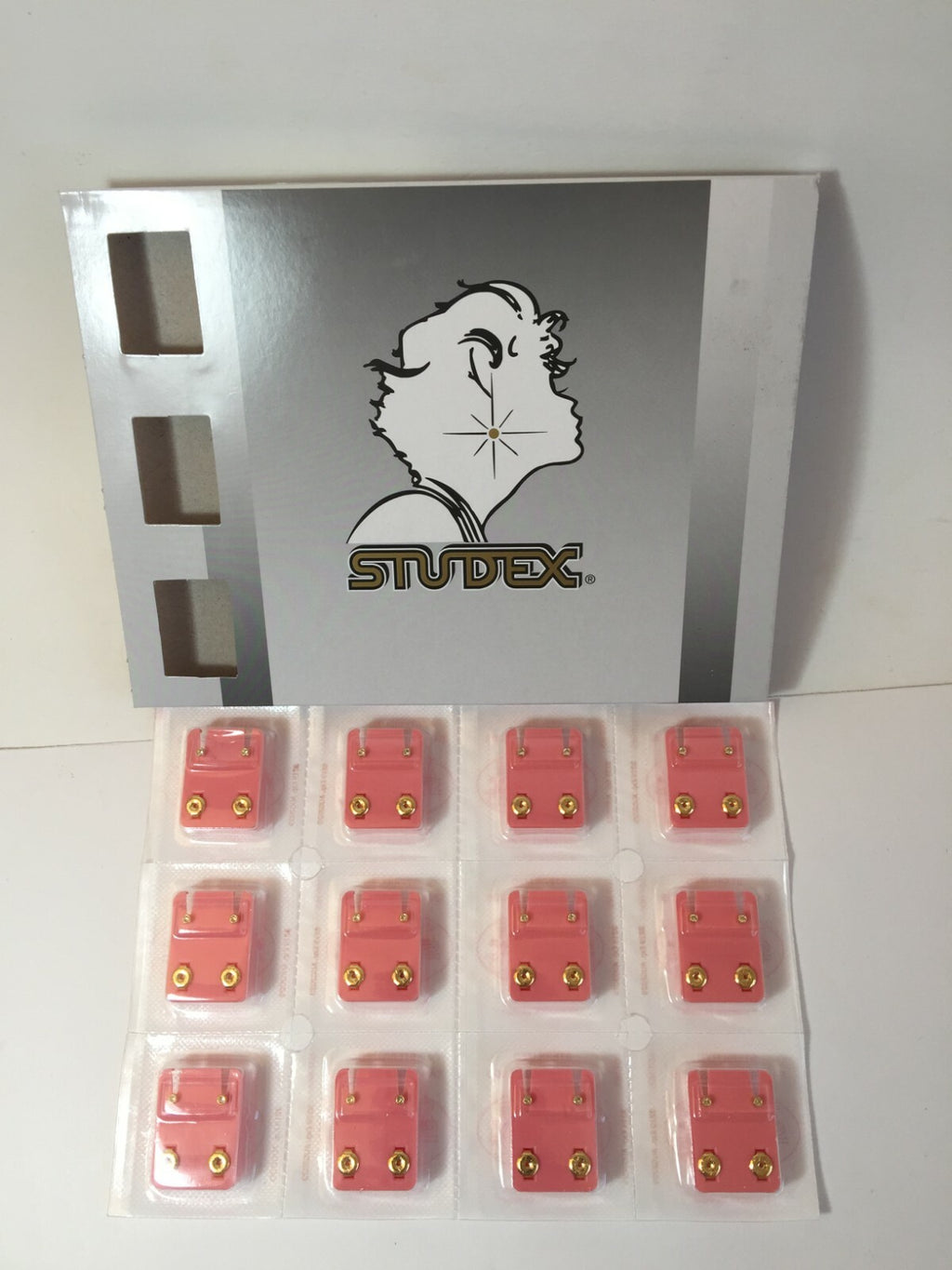 Studex Gold Plated MINI Ear Studs with Clear April Stone – 12 Pairs M204Y