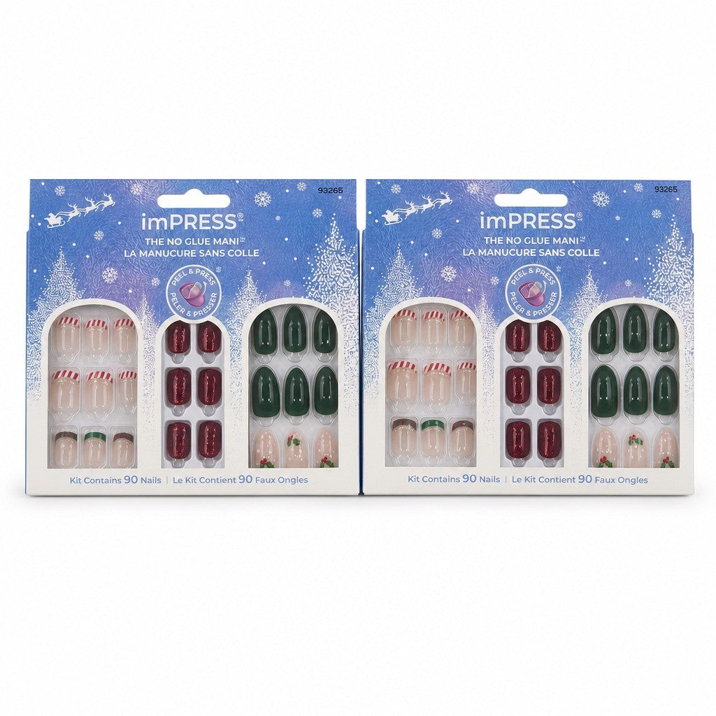 Press On Nails Holiday Gift Set 04 Multicolor 2 Pack - No Glue Needed