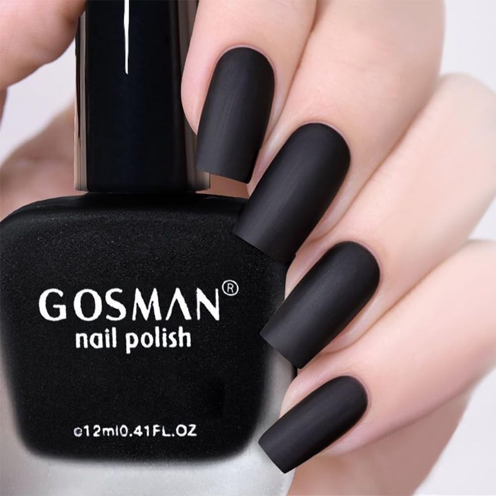 Matte Black Nail Polish Air Dry - Quick Dry, Long-Lasting, 0.41 Fl Oz