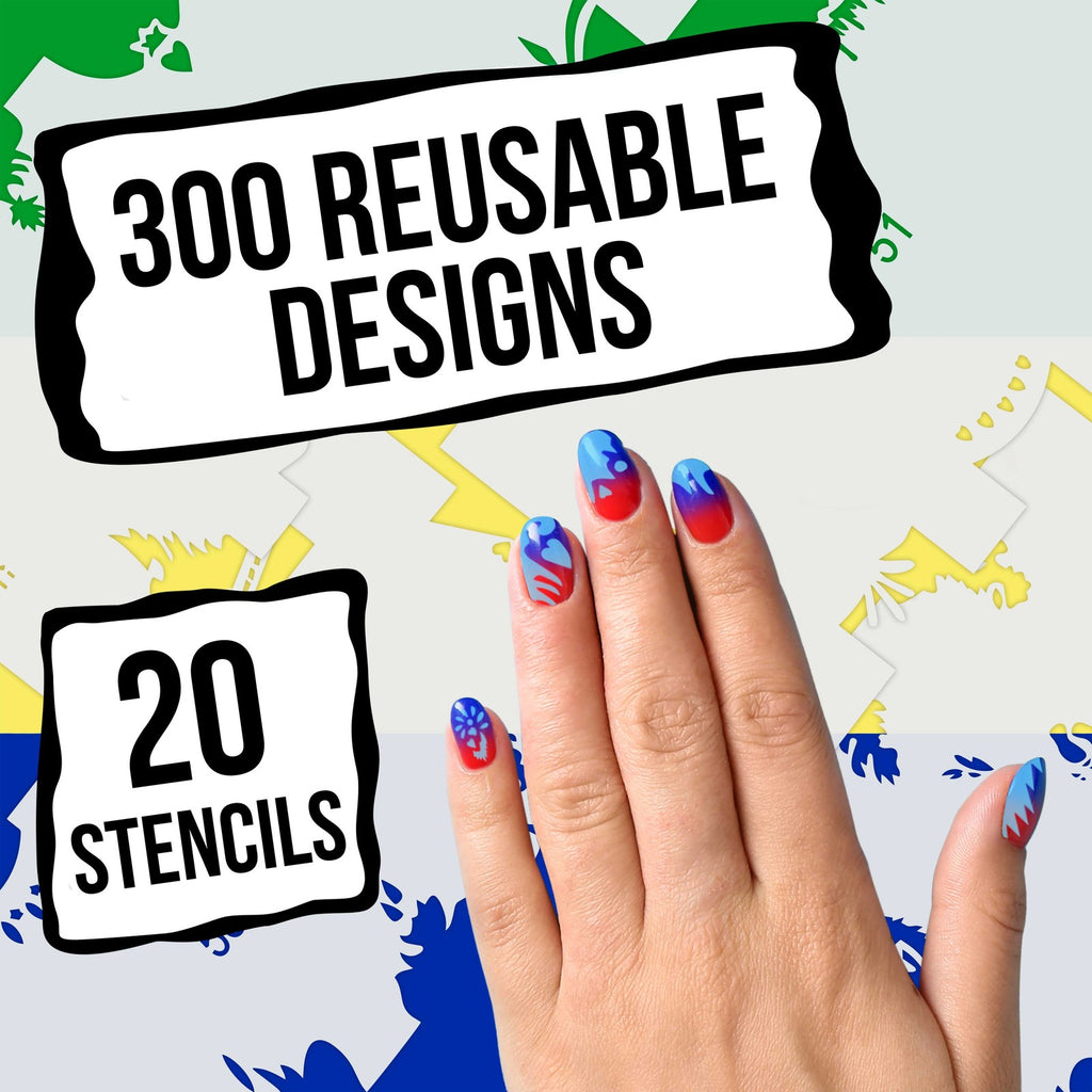 Airbrush Nail Art Stencil Set with 240 Designs - Reusable Templates for Nail Decoration