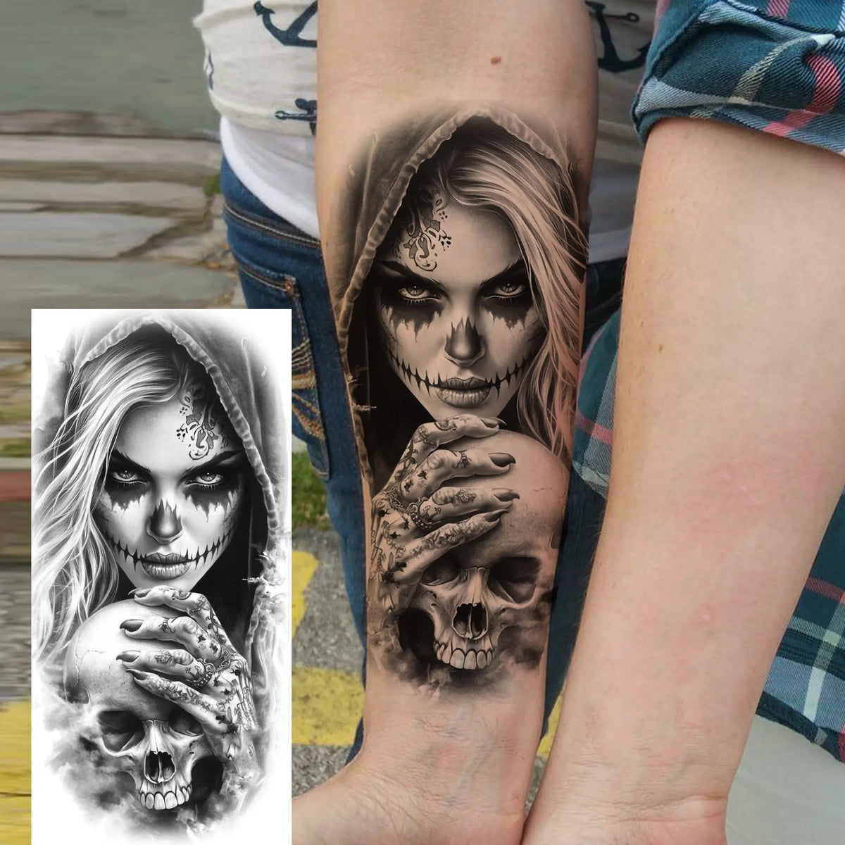 Waterproof Temporary Tattoo Sticker - Evil Joker Face, Long Lasting Realistic Design