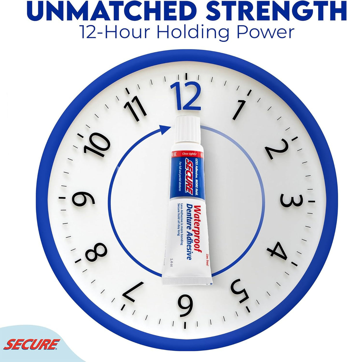 Waterproof Denture Adhesive Zinc-Free Extra Strong Hold 1.4 Oz