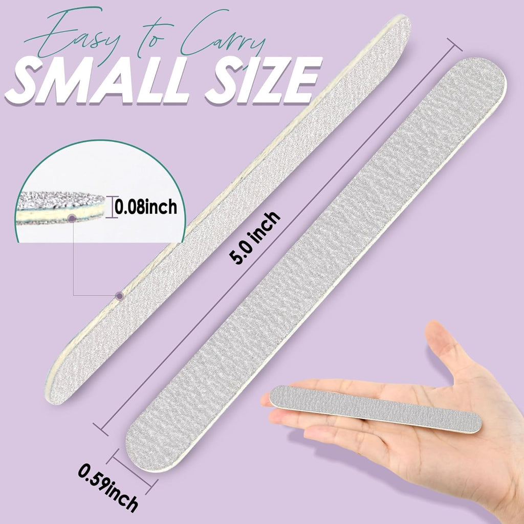 Disposable Nail Files 100/180 Grit - Professional Double Sided Emery Boards, 5 Inch