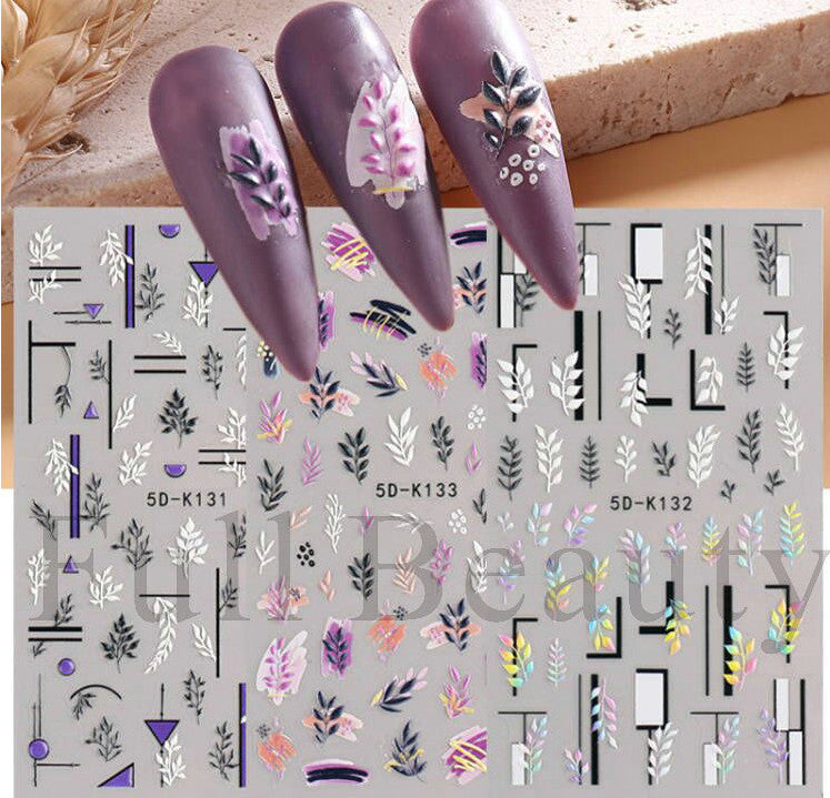 Flower Leaf Lace Geometric Nail Art Stickers for Manicure DIY NS24